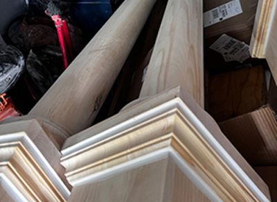 The handcrafted columns before installation